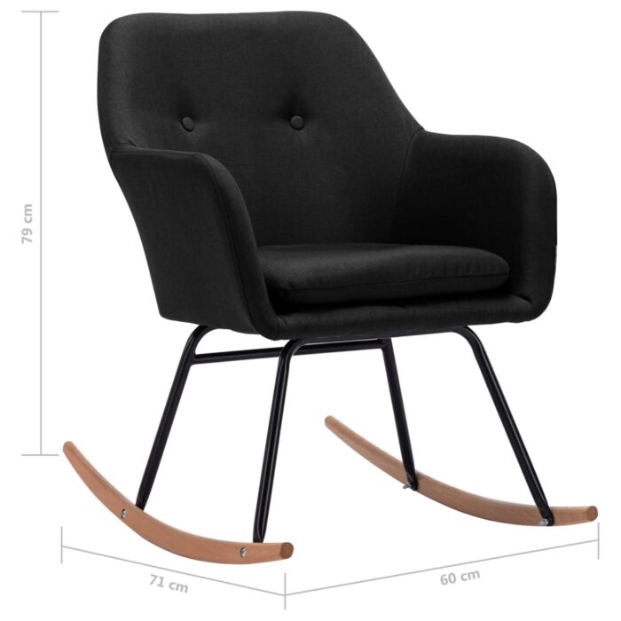 Chaise à bascule Noir Tissu – Image 6