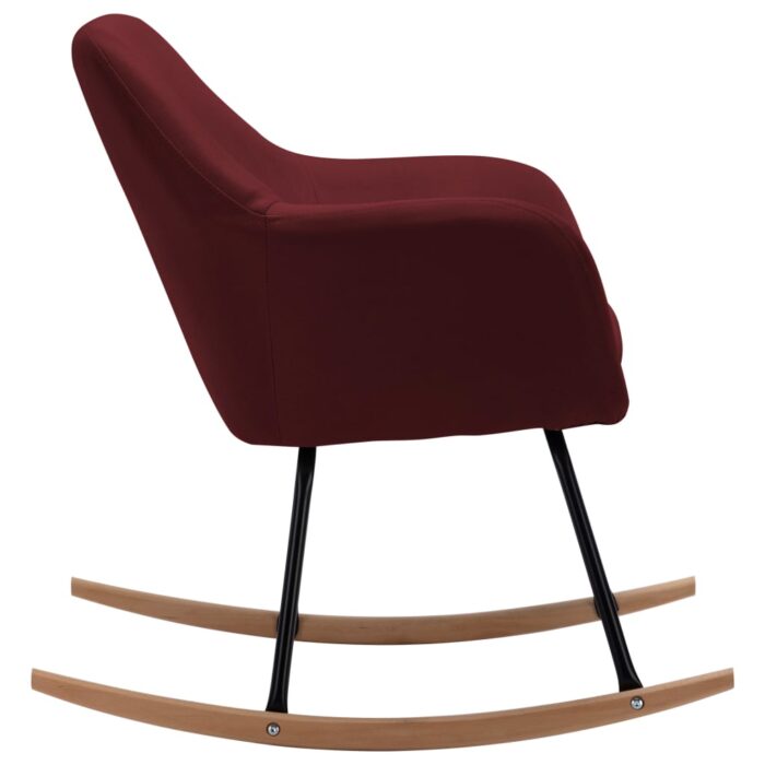 Chaise à bascule Rouge bordeaux Tissu – Image 3