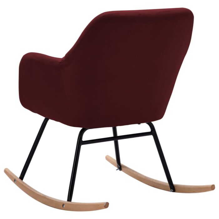 Chaise à bascule Rouge bordeaux Tissu – Image 4