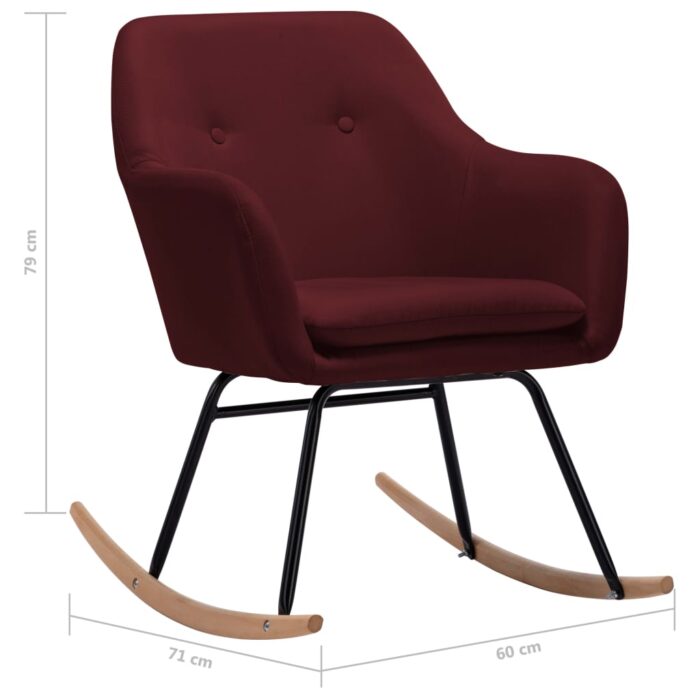 Chaise à bascule Rouge bordeaux Tissu – Image 6
