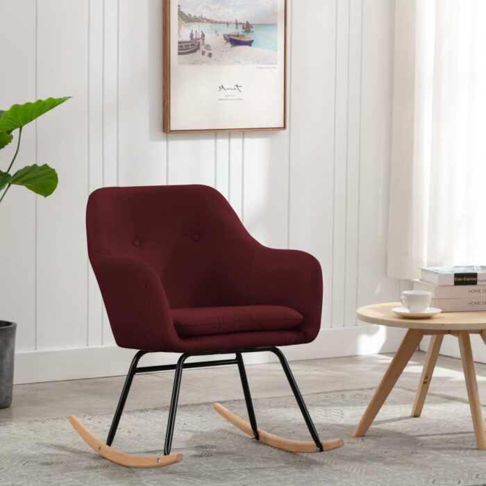 Chaise à bascule Rouge bordeaux Tissu – Image 1