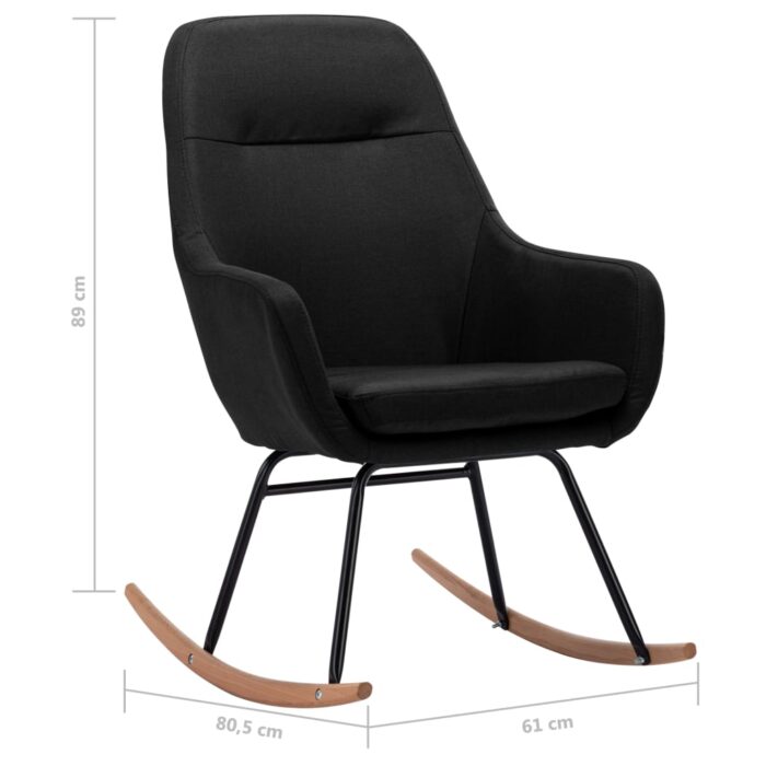 Chaise à bascule Noir Tissu – Image 6