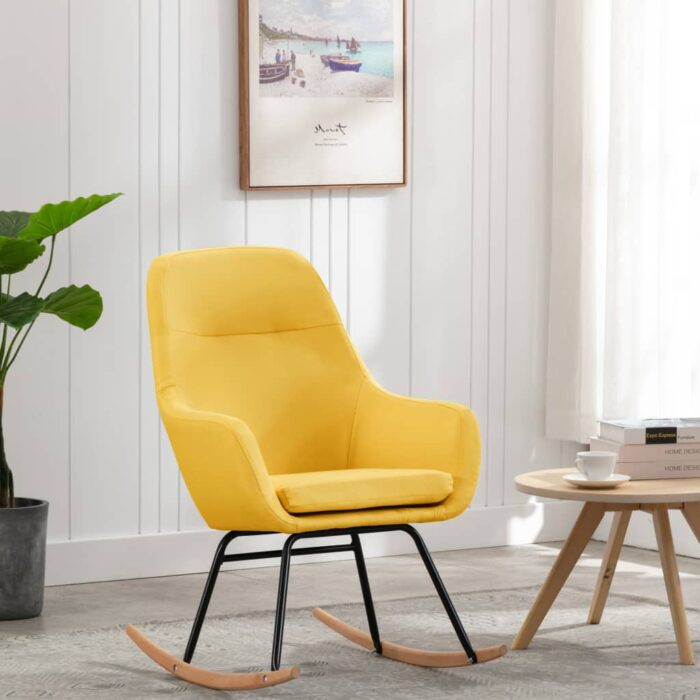 Chaise à bascule Jaune moutarde Tissu – Image 1