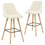 Chaises de bar lot de 2 crème velours