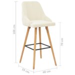 Chaises de bar lot de 2 crème velours – Image 6