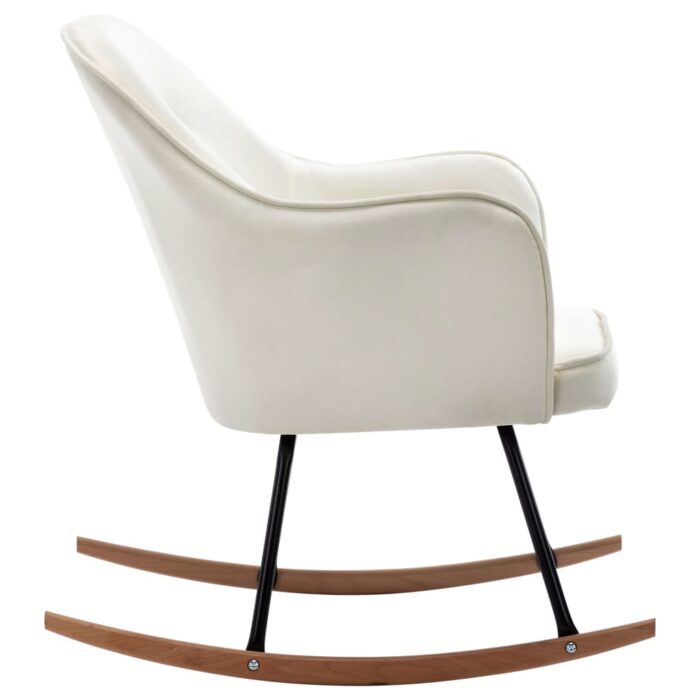 Chaise à bascule Blanc crème Velours – Image 3