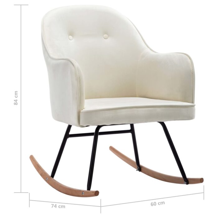 Chaise à bascule Blanc crème Velours – Image 6
