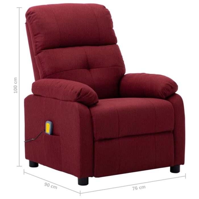 Fauteuil de massage Rouge bordeaux Tissu – Image 6