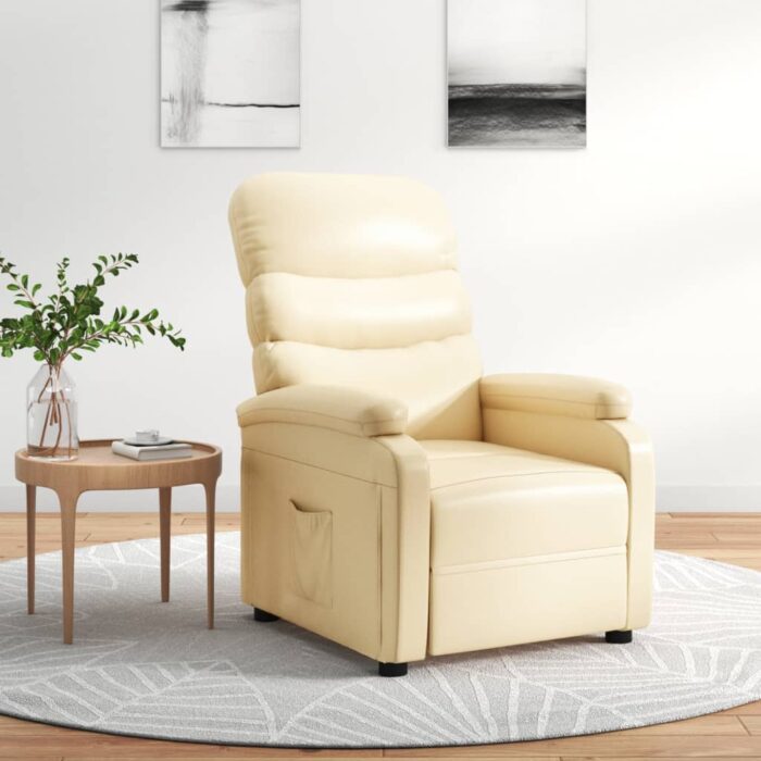 Fauteuil inclinable Crème Similicuir – Image 1