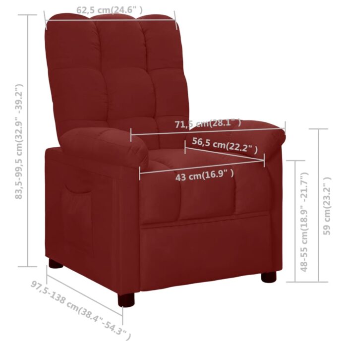 Fauteuil inclinable Rouge bordeaux Tissu – Image 7
