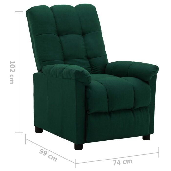 Fauteuil inclinable Vert foncé Tissu – Image 6