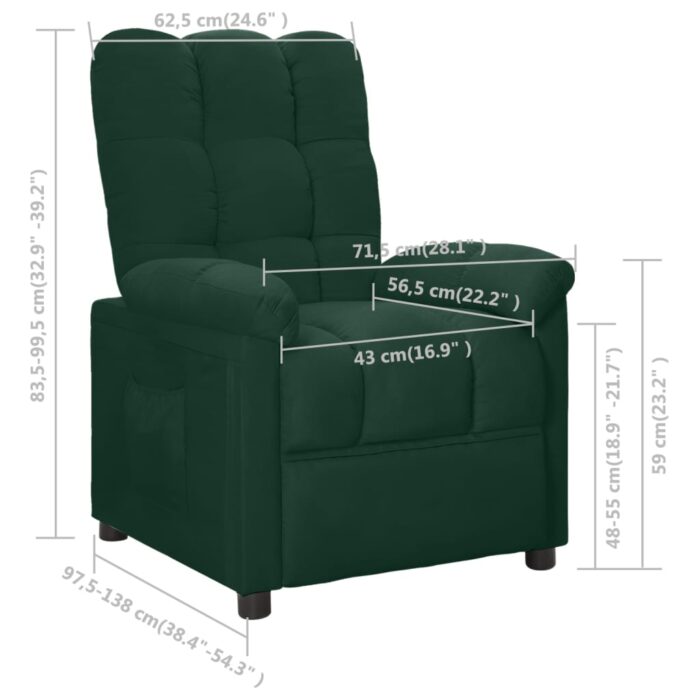 Fauteuil inclinable Vert foncé Tissu – Image 7