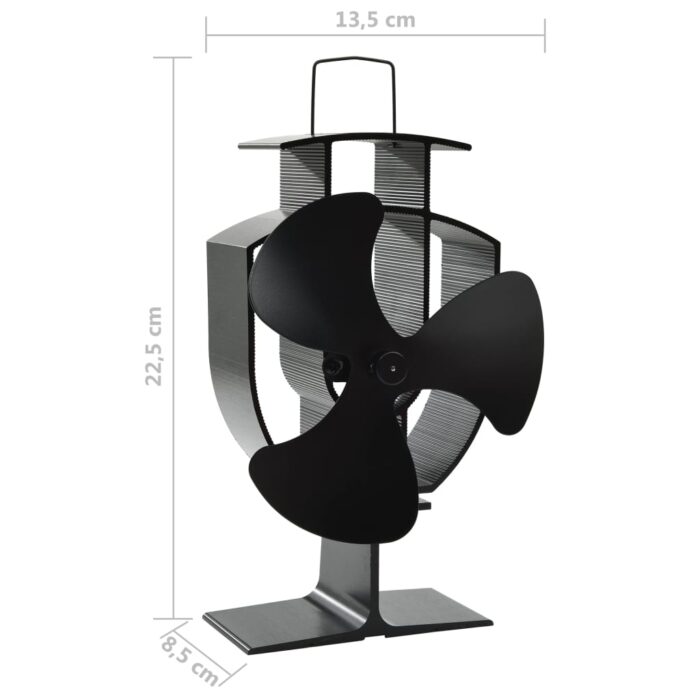 Ventilateur de poêle alimenté par chaleur 3 pales Noir – Image 7