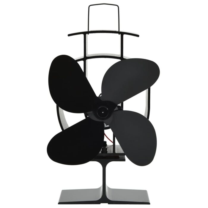 Ventilateur de poêle alimenté par chaleur 4 pales Noir – Image 1