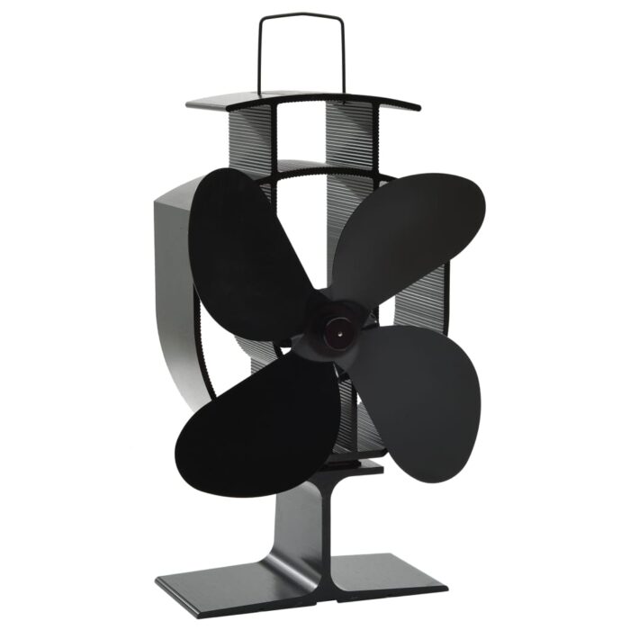 Ventilateur de poêle alimenté par chaleur 4 pales Noir – Image 2