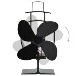 Ventilateur de poêle alimenté par chaleur 4 pales Noir – Image 4