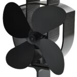 Ventilateur de poêle alimenté par chaleur 4 pales Noir – Image 5