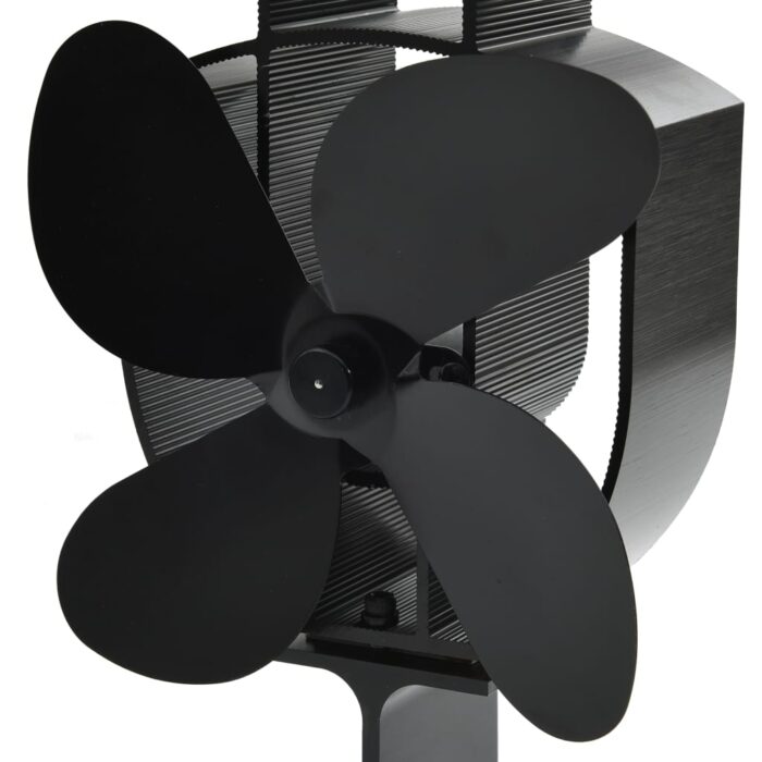 Ventilateur de poêle alimenté par chaleur 4 pales Noir – Image 5