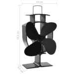 Ventilateur de poêle alimenté par chaleur 4 pales Noir – Image 7