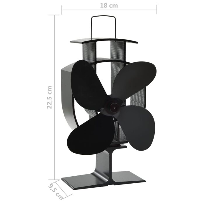Ventilateur de poêle alimenté par chaleur 4 pales Noir – Image 7