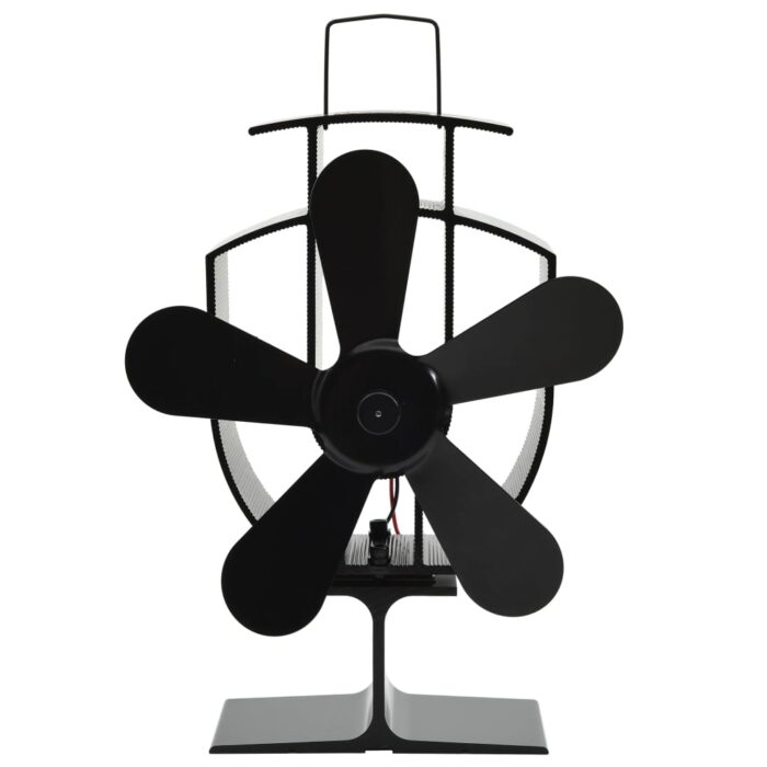 Ventilateur de poêle alimenté par chaleur 5 pales Noir – Image 1
