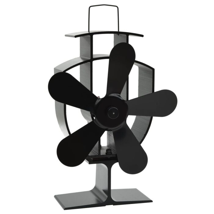 Ventilateur de poêle alimenté par chaleur 5 pales Noir – Image 2