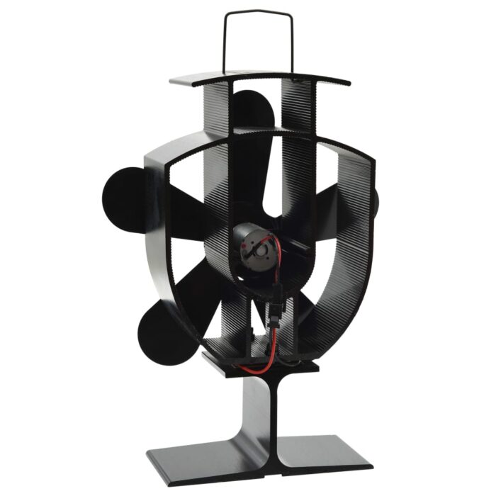 Ventilateur de poêle alimenté par chaleur 5 pales Noir – Image 3