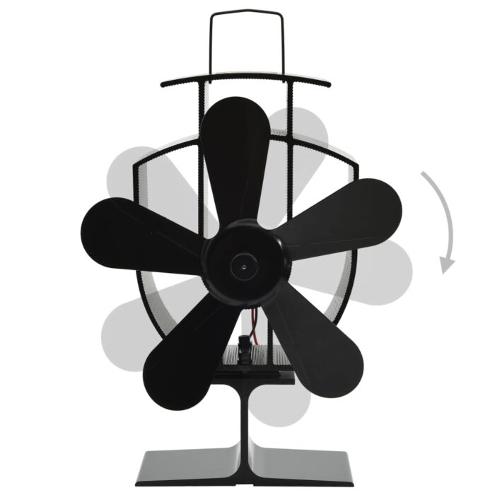 Ventilateur de poêle alimenté par chaleur 5 pales Noir – Image 4