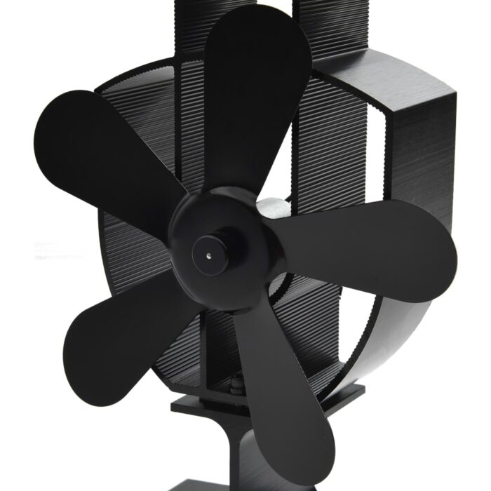 Ventilateur de poêle alimenté par chaleur 5 pales Noir – Image 5