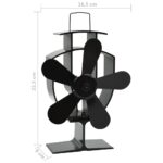 Ventilateur de poêle alimenté par chaleur 5 pales Noir – Image 7