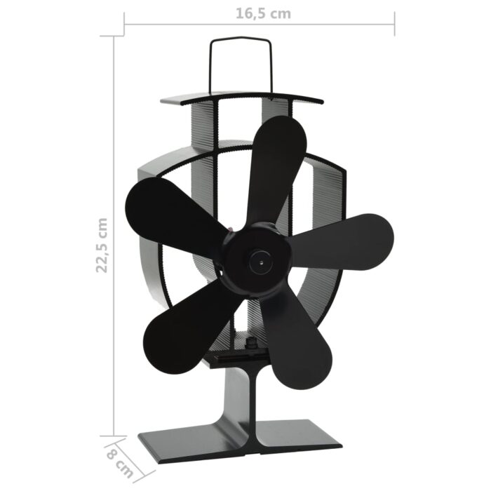 Ventilateur de poêle alimenté par chaleur 5 pales Noir – Image 7