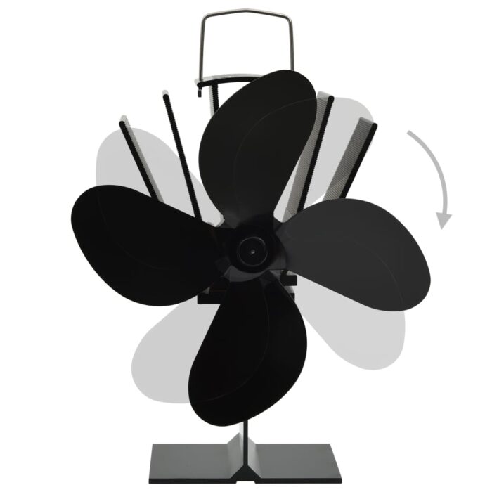 Ventilateur de poêle alimenté par chaleur 4 pales Noir – Image 2