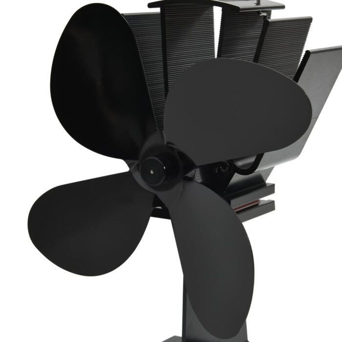 Ventilateur de poêle alimenté par chaleur 4 pales Noir – Image 3