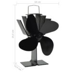 Ventilateur de poêle alimenté par chaleur 4 pales Noir – Image 5