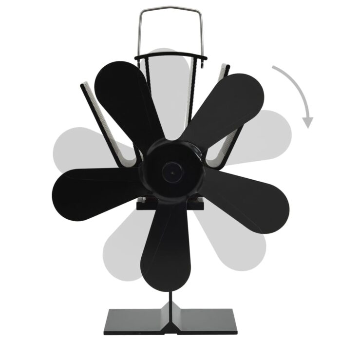 Ventilateur de poêle alimenté par chaleur 5 pales Noir – Image 2