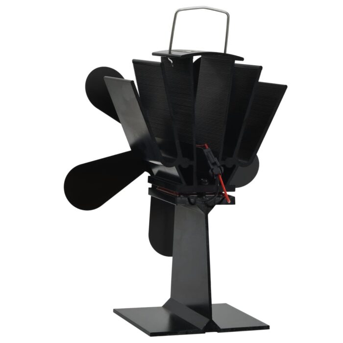 Ventilateur de poêle alimenté par chaleur 5 pales Noir – Image 3