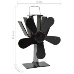Ventilateur de poêle alimenté par chaleur 5 pales Noir – Image 6