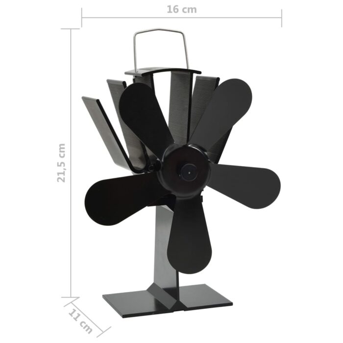 Ventilateur de poêle alimenté par chaleur 5 pales Noir – Image 6