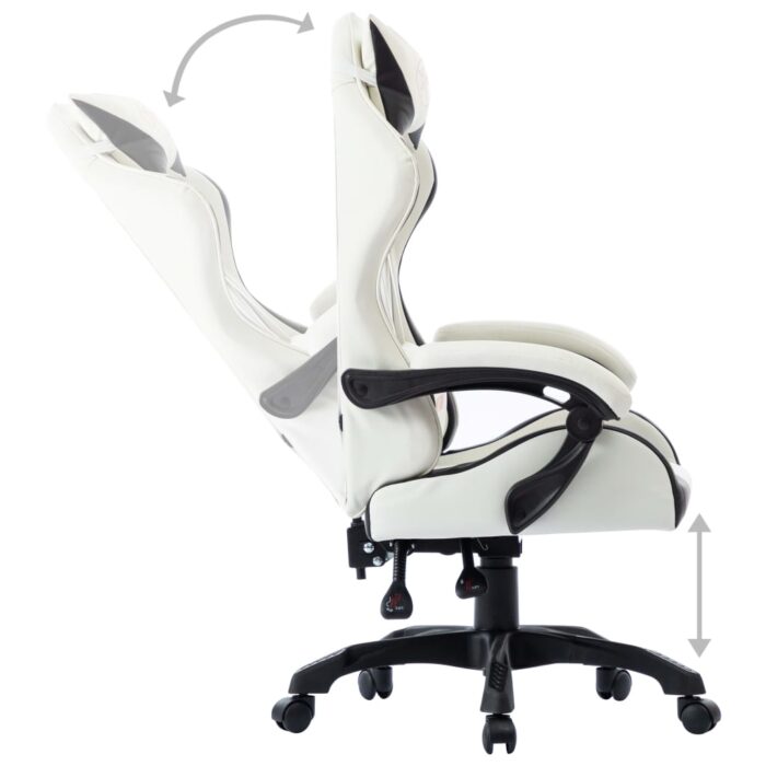 Fauteuil de jeux vidéo Blanc Similicuir – Image 3