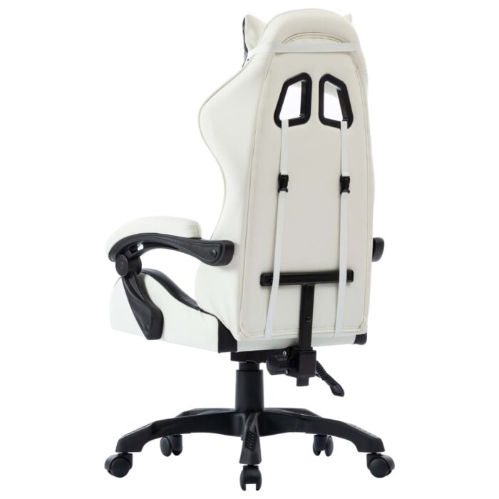 Fauteuil de jeux vidéo Blanc Similicuir – Image 4