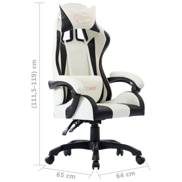 Fauteuil de jeux vidéo Blanc Similicuir – Image 6