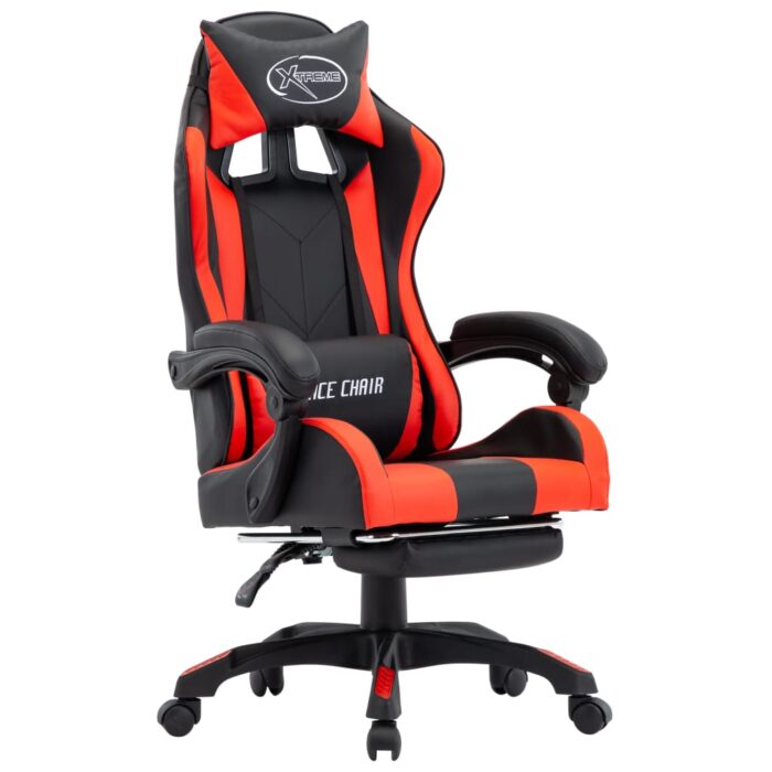 Fauteuil de jeux vidéo et repose-pied Rouge et noir Similicuir – Image 1