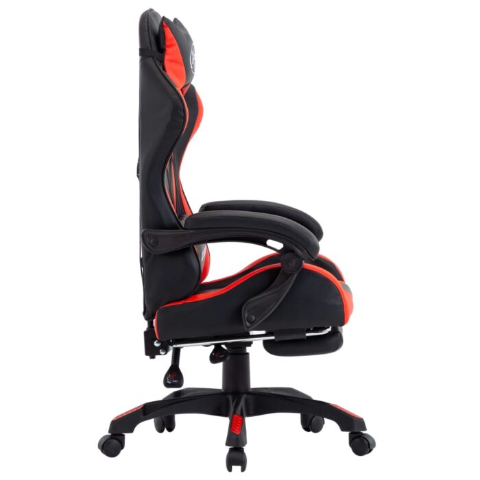 Fauteuil de jeux vidéo et repose-pied Rouge et noir Similicuir – Image 2