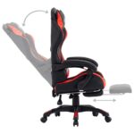 Fauteuil de jeux vidéo et repose-pied Rouge et noir Similicuir – Image 3