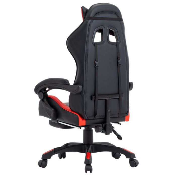 Fauteuil de jeux vidéo et repose-pied Rouge et noir Similicuir – Image 4
