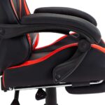 Fauteuil de jeux vidéo et repose-pied Rouge et noir Similicuir – Image 5