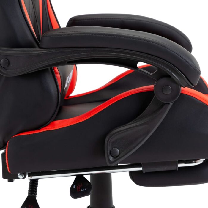 Fauteuil de jeux vidéo et repose-pied Rouge et noir Similicuir – Image 5