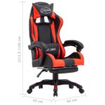 Fauteuil de jeux vidéo et repose-pied Rouge et noir Similicuir – Image 7