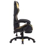 Fauteuil de jeux vidéo avec repose-pied Doré et noir Similicuir – Image 2
