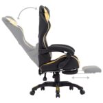 Fauteuil de jeux vidéo avec repose-pied Doré et noir Similicuir – Image 3